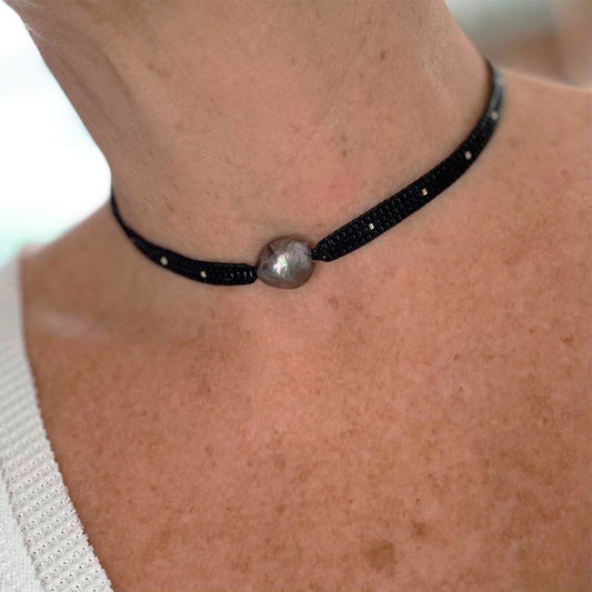 Choker con Perla 3 líneas